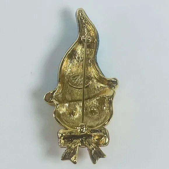 Vintage KIRKS FOLLY Crystal Glitter Enamel HALLOWEEN Cat in Witch Hat PIN BROOCH